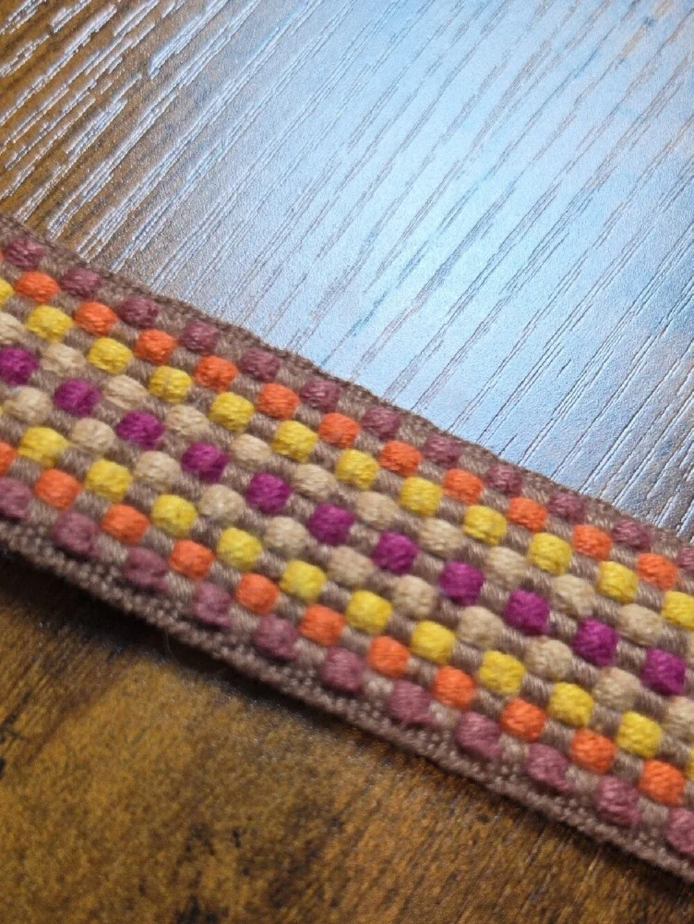 FOSSIL‎ | Woven Basket Weave Boho Belt Multicolor Leather-Look Trim | M